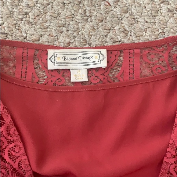 Beyond Vintage Rose Colored Top with Lace, Small - Picture 3 of 4